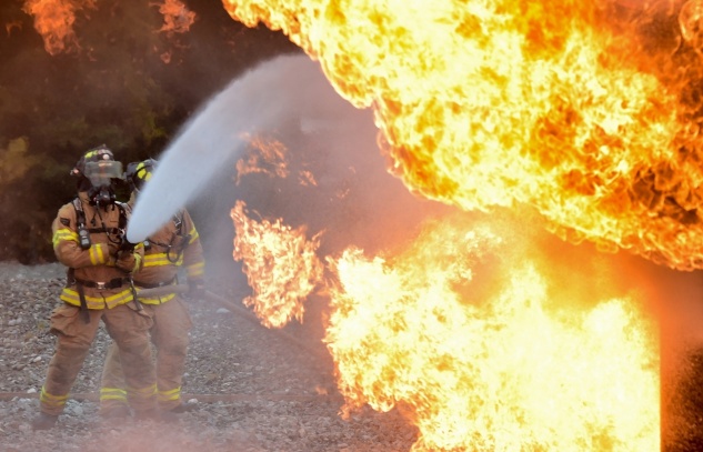 Firefighters battling fire